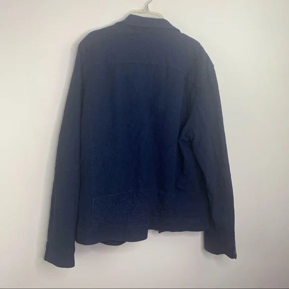 Zara Man Blue Linen Biker Bomber Jacket Size Medium - Picture 9 of 10